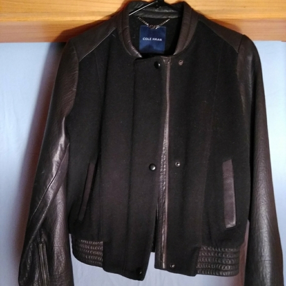 Cole Haan Jackets & Blazers - Cole Haan Women's Leather & Wool Bomber Jacket